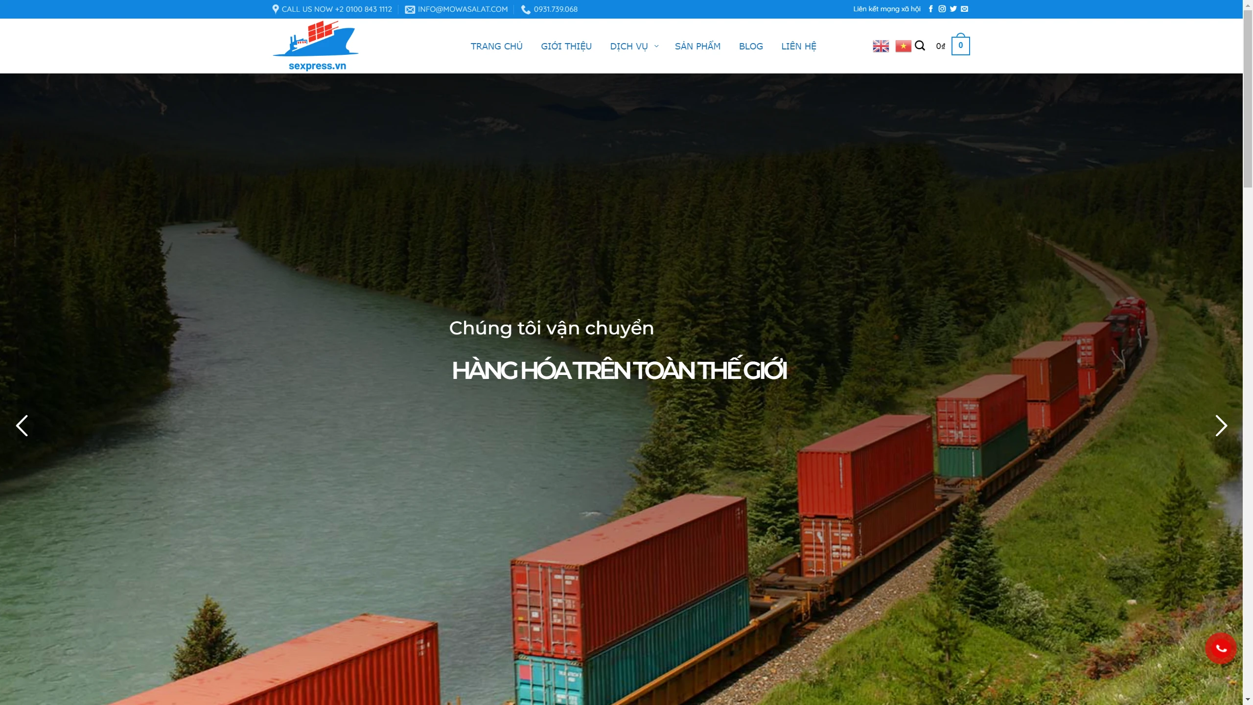 Mẫu giao diện Flatsome website Vận Tải chuẩn SEO