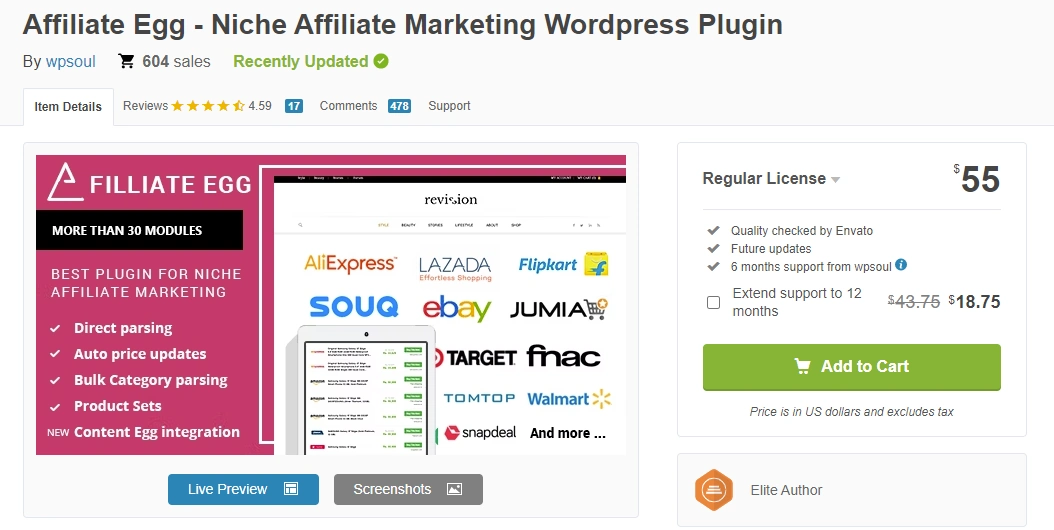 Affiliate Egg Pro - Niche Affiliate Marketing Wordpress Plugin