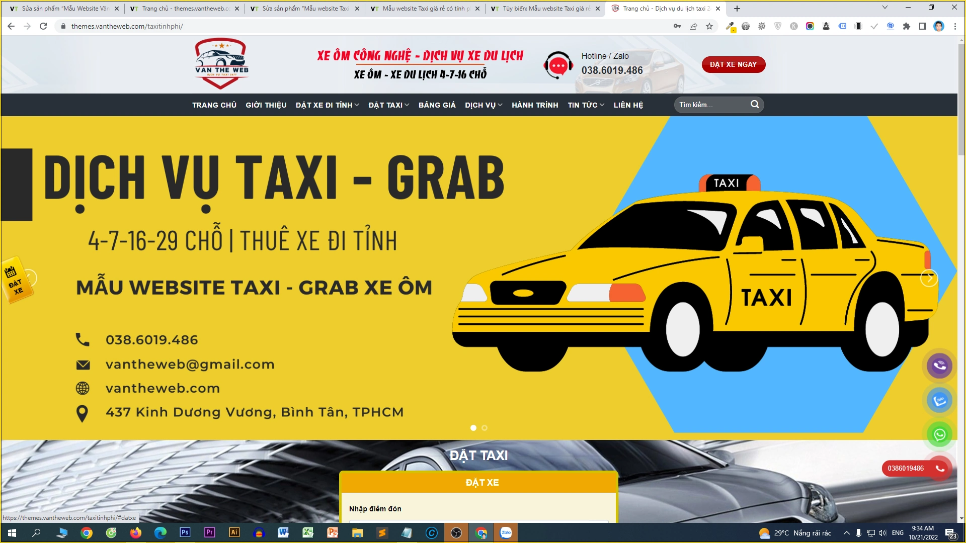 Mẫu Website Taxi Giá Rẻ Có Tính Phí Tự Động - ảnh 3
