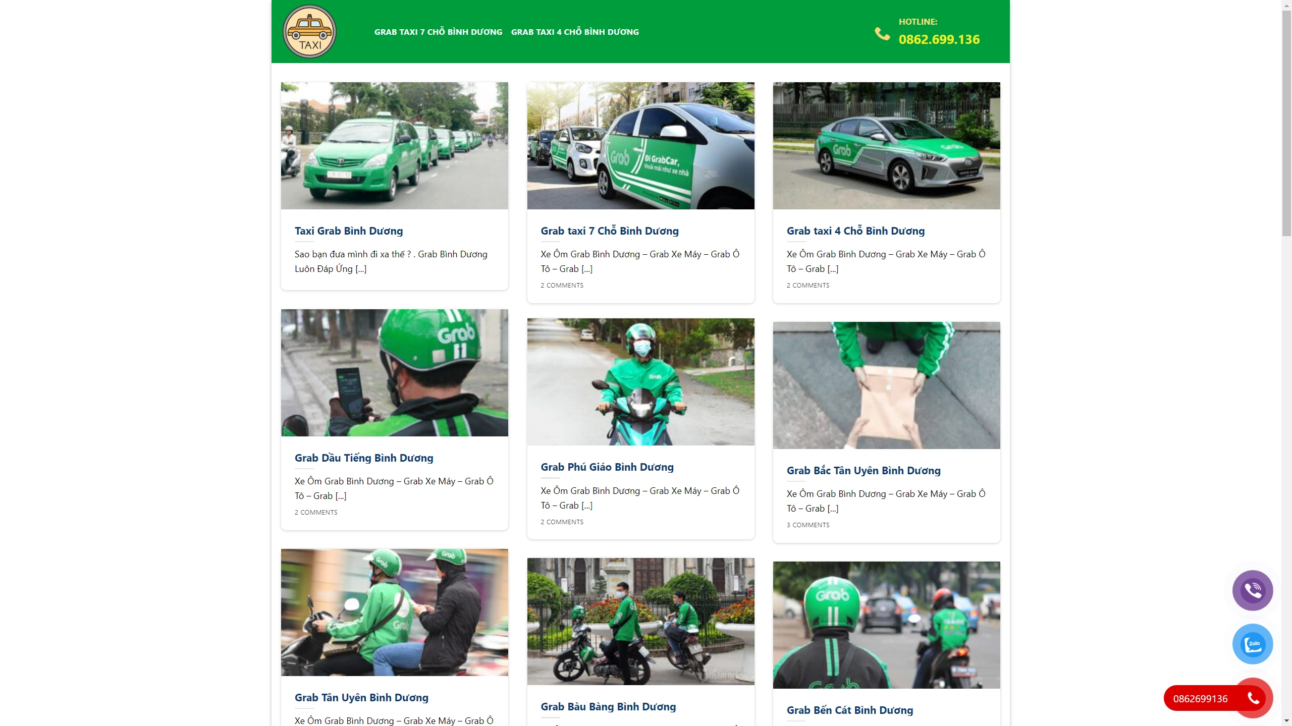 Mẫu giao diện Flatsome website Taxi -Grab chuẩn SEO