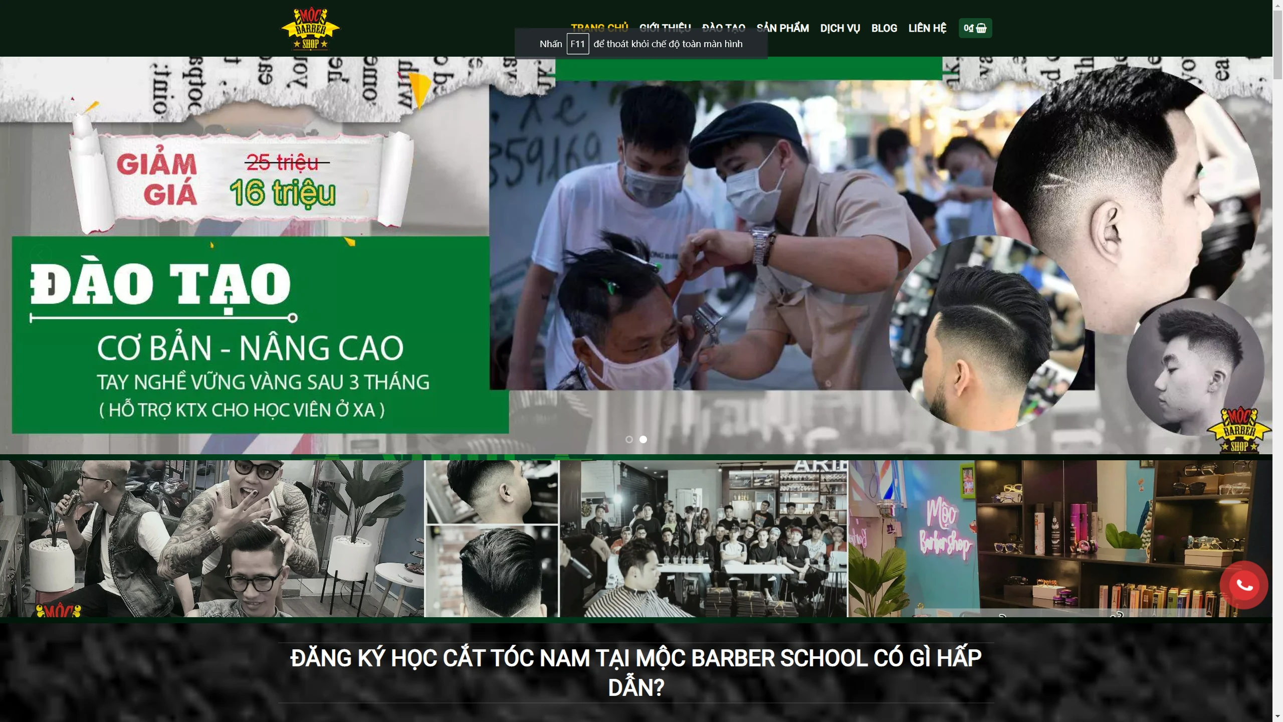 Mẫu Giao Diện Website Khoá Học Cắt Tóc