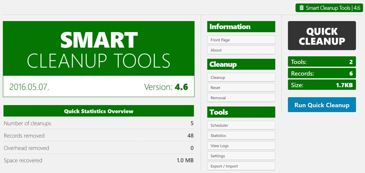 Smart cleanup tools 5.0 | Plugin làm sạch và nhẹ website WordPress mạnh nhất