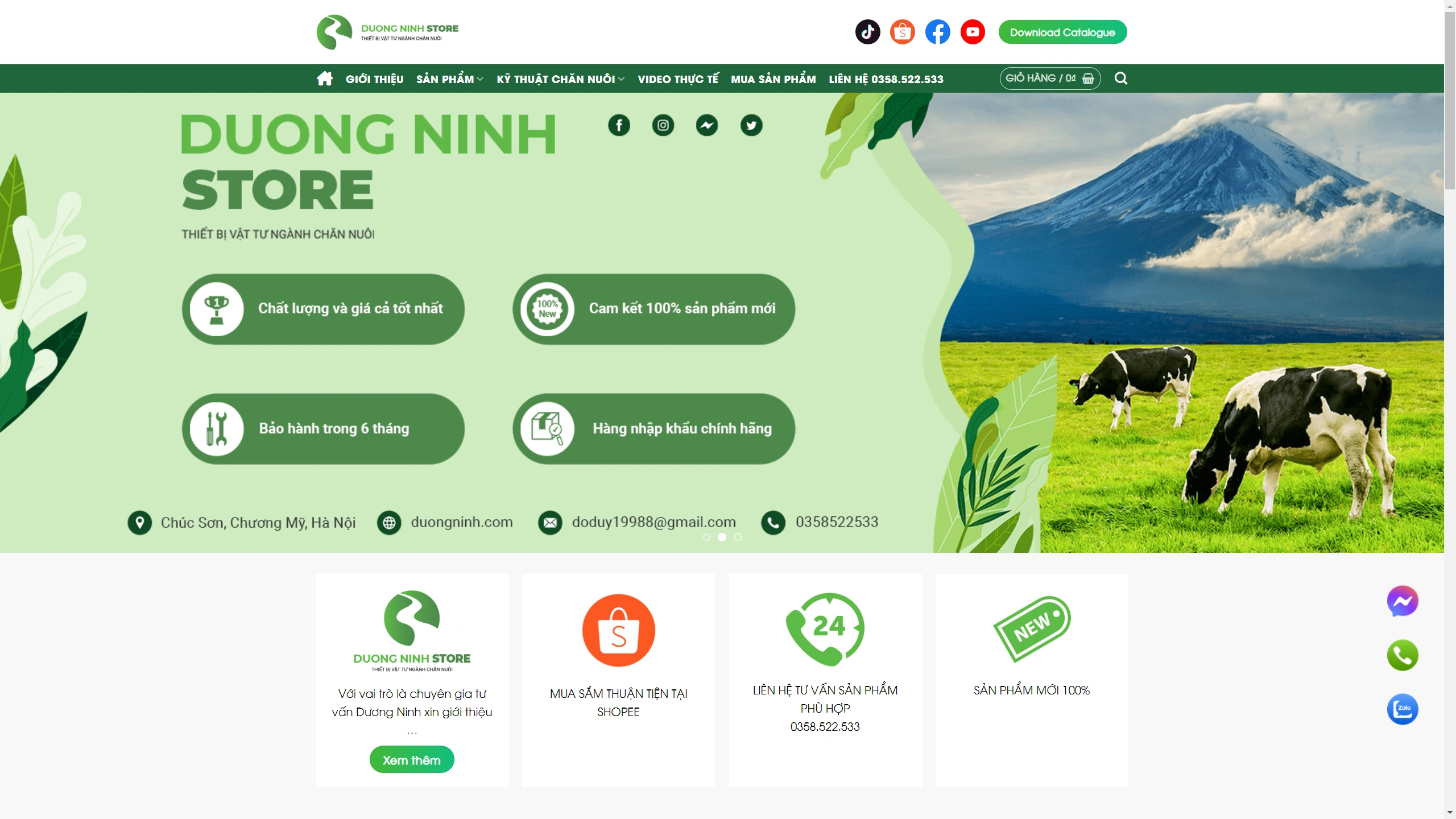 Giao Diện Website Thiết Bị Chăn Nuôi