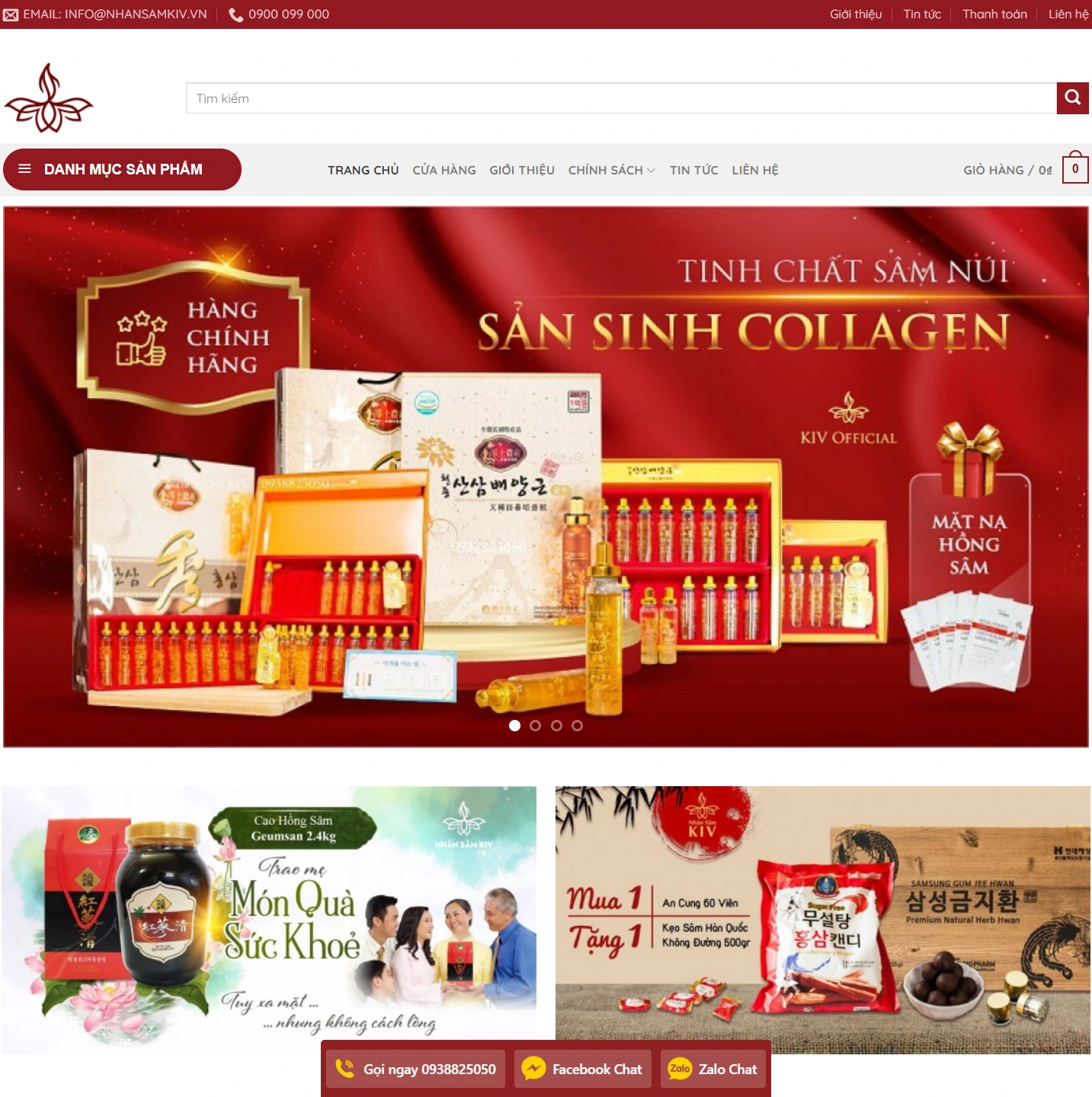 Mẫu Giao Diện Website Bán Nhân Sâm