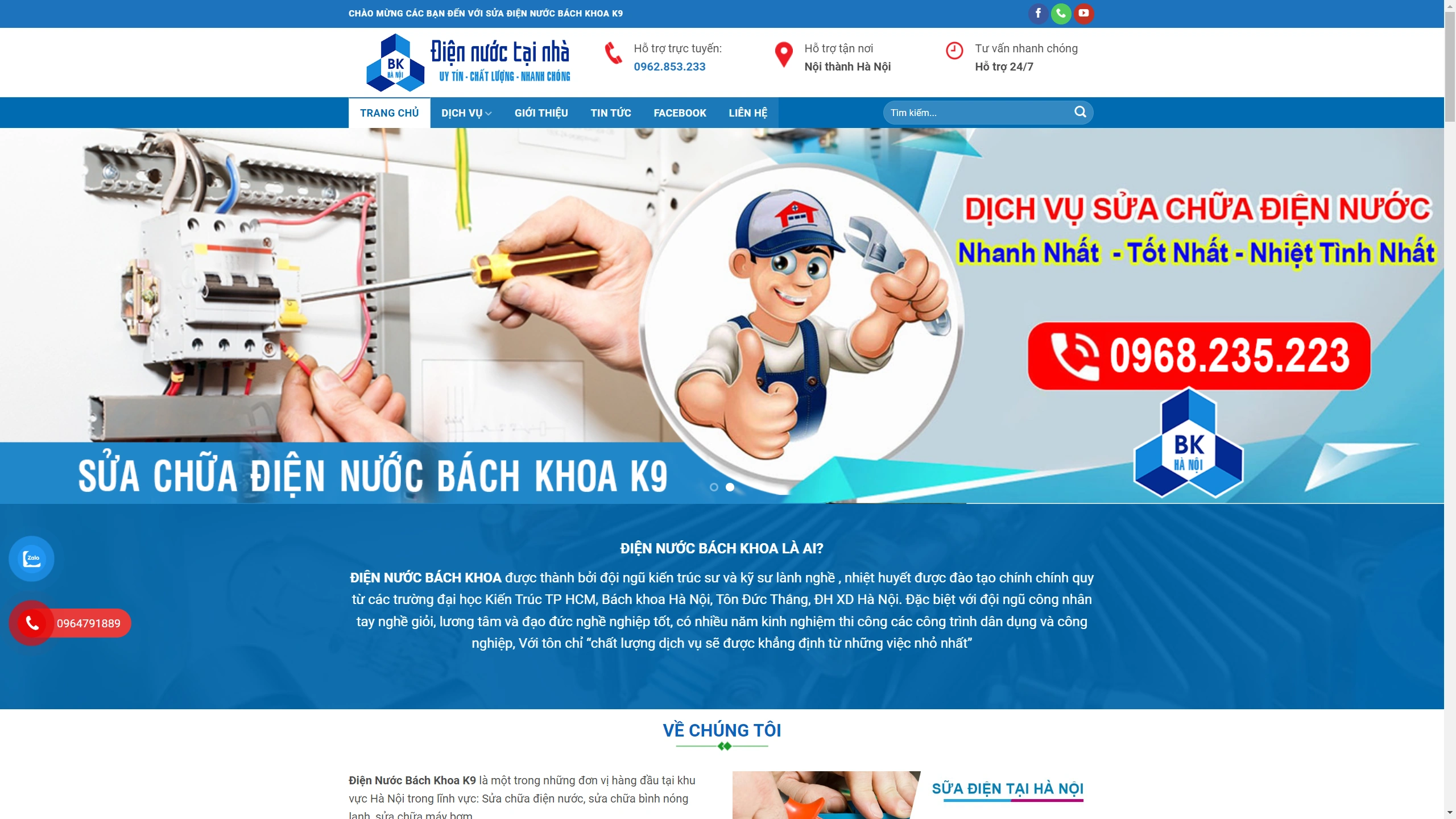 Mẫu Giao Diện Website Sửa Chữa Điện Nước