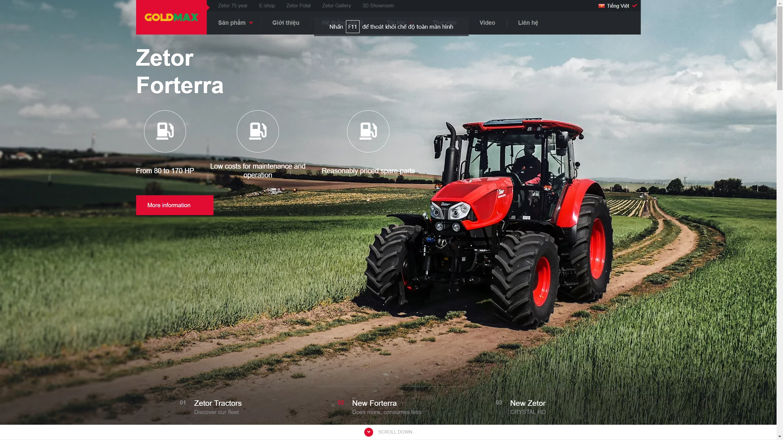 Mẫu Giao Diện Website Kinh Doanh Máy Kéo