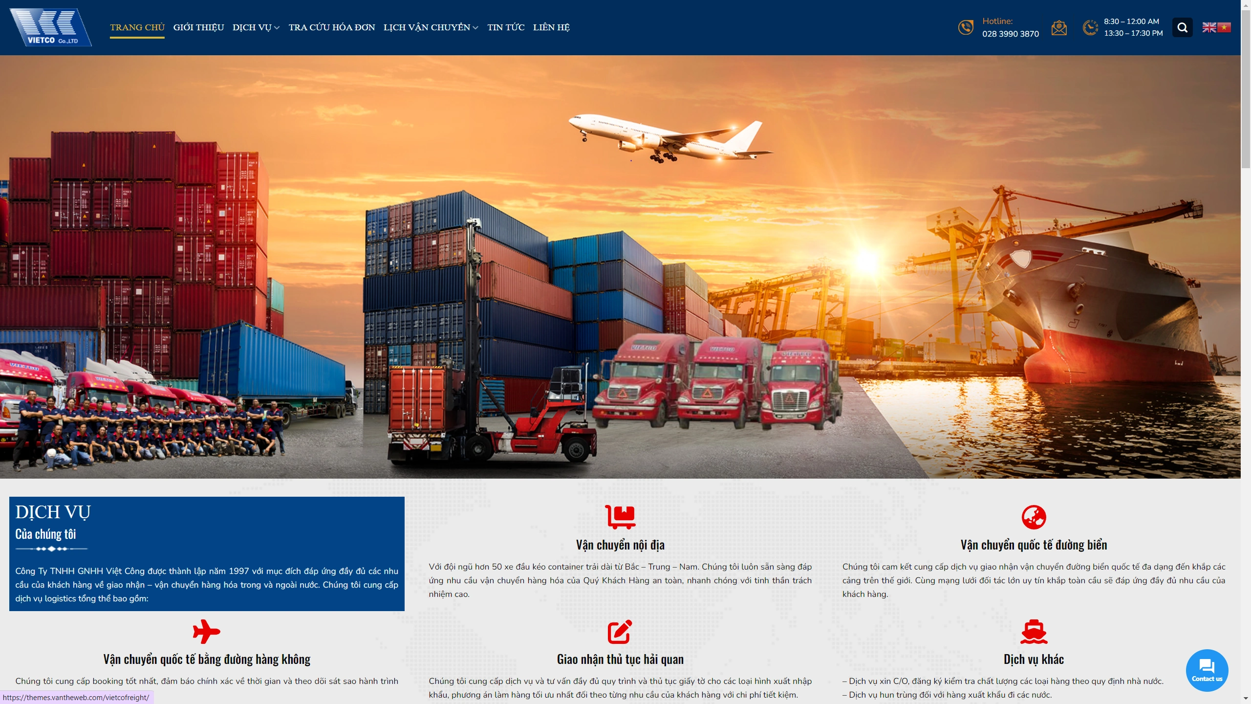 Mẫu Website Giao Diện Vận Tải Quốc Tế
