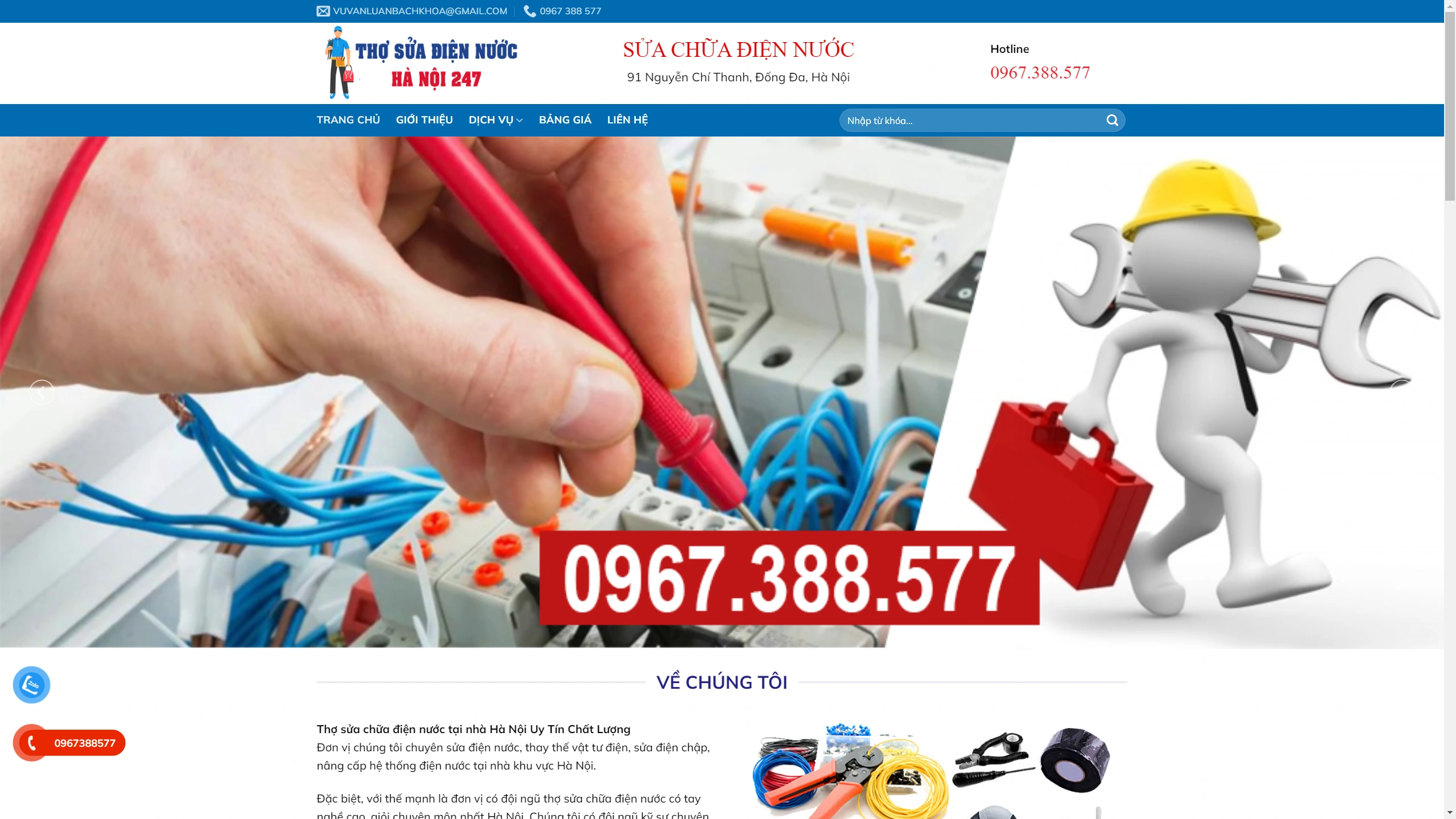Mẫu Giao Diện Website Dịch Vụ Sửa Chữa Điện Nước