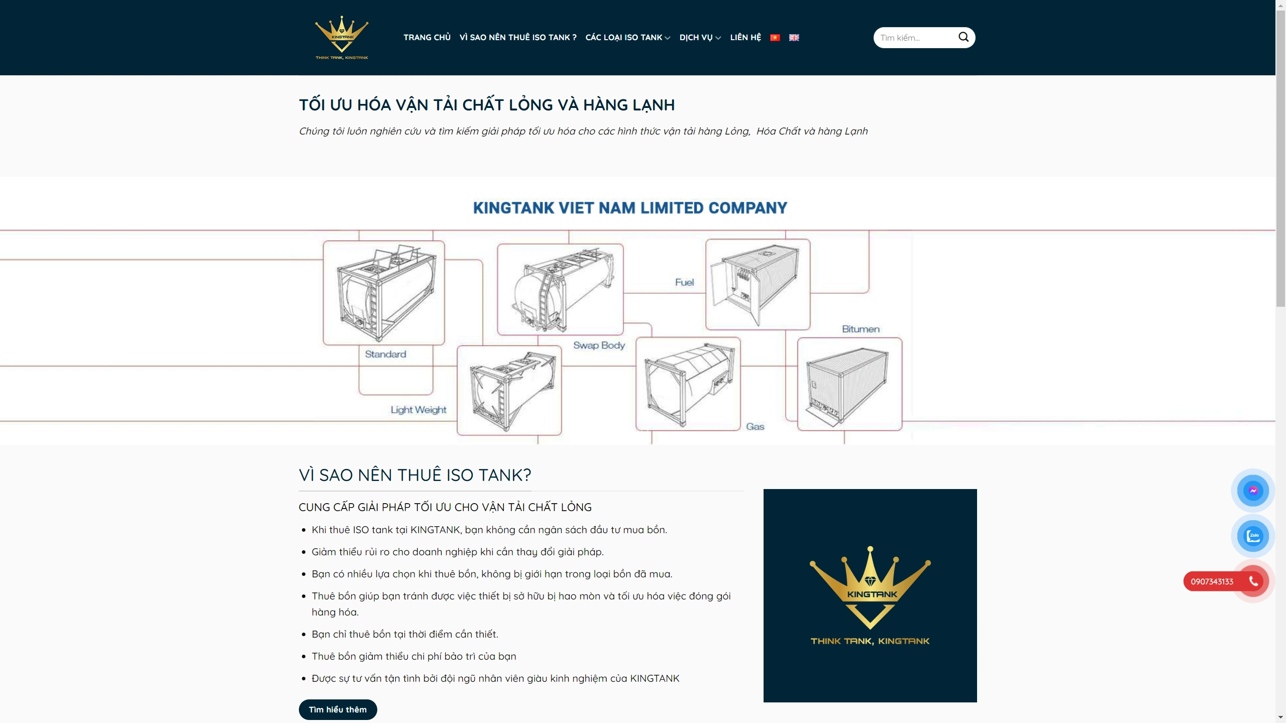 Giao Diện Website Vận Tải Chất Lỏng - Hàng Lạnh Chuẩn SEO