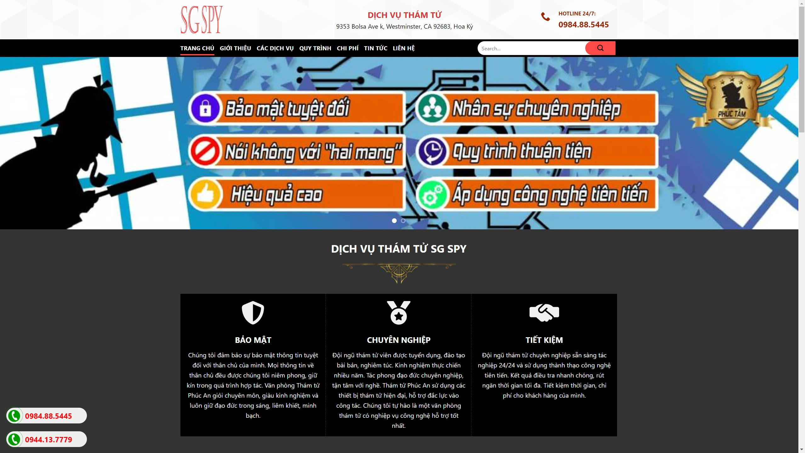 Mẫu Giao Diện Website Dịch Vụ Thám Tử