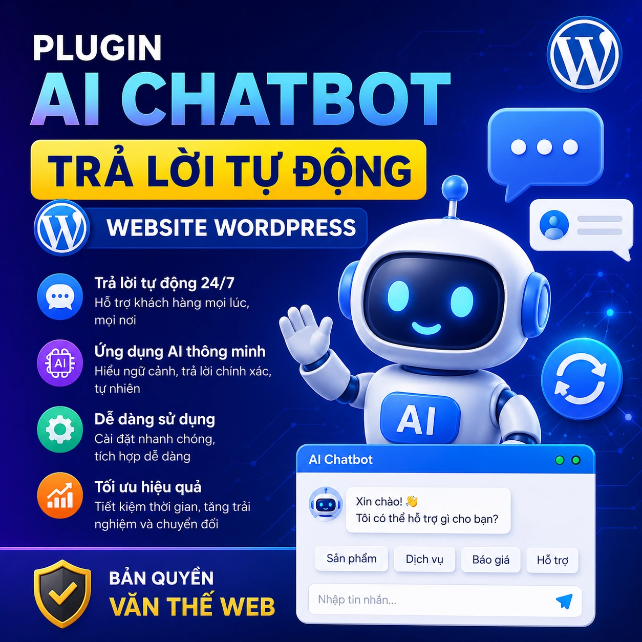 AI Chatbot tự động trả lời Website WordPress
