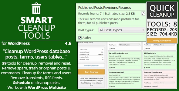 Smart Cleanup Tools 5.0 | Plugin Làm Sạch Và Nhẹ Website Wordpress Mạnh Nhất - ảnh 2