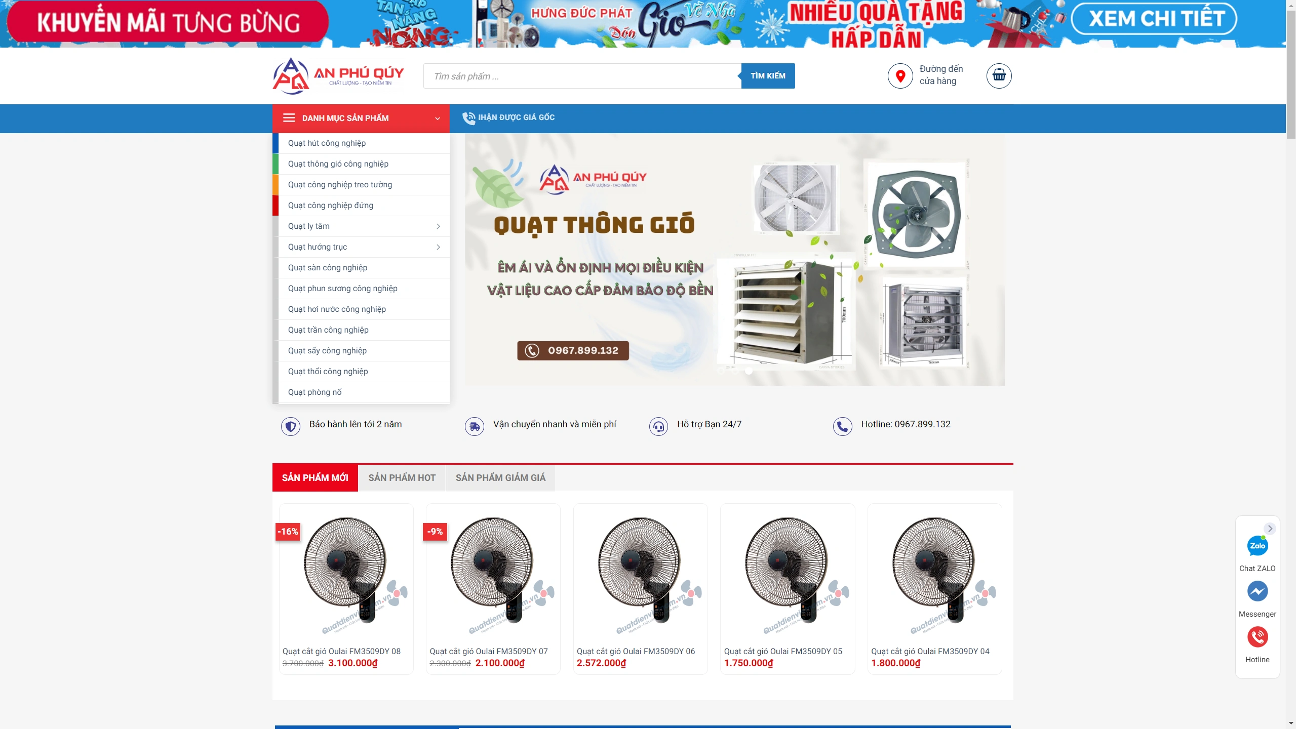 Giao Diện Website Quạt Công Nghiệp Chuẩn SEO