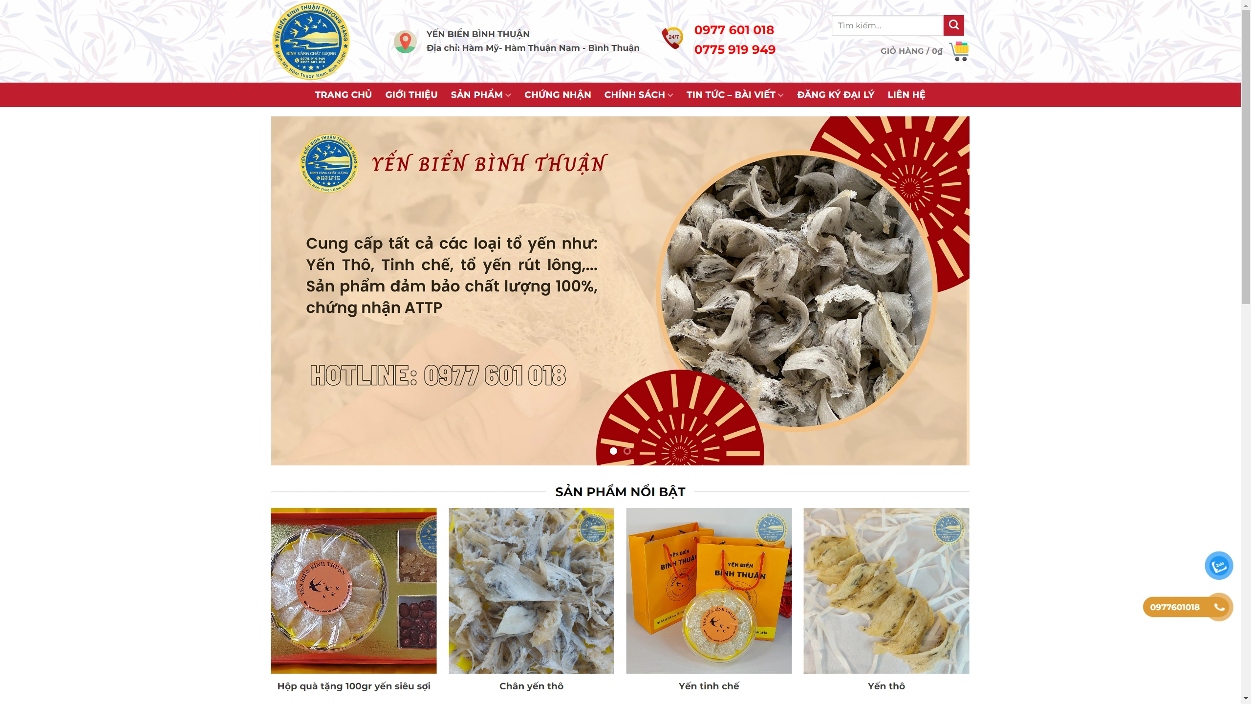 Mẫu Giao Diện Website Kinh Doanh Tổ Yến