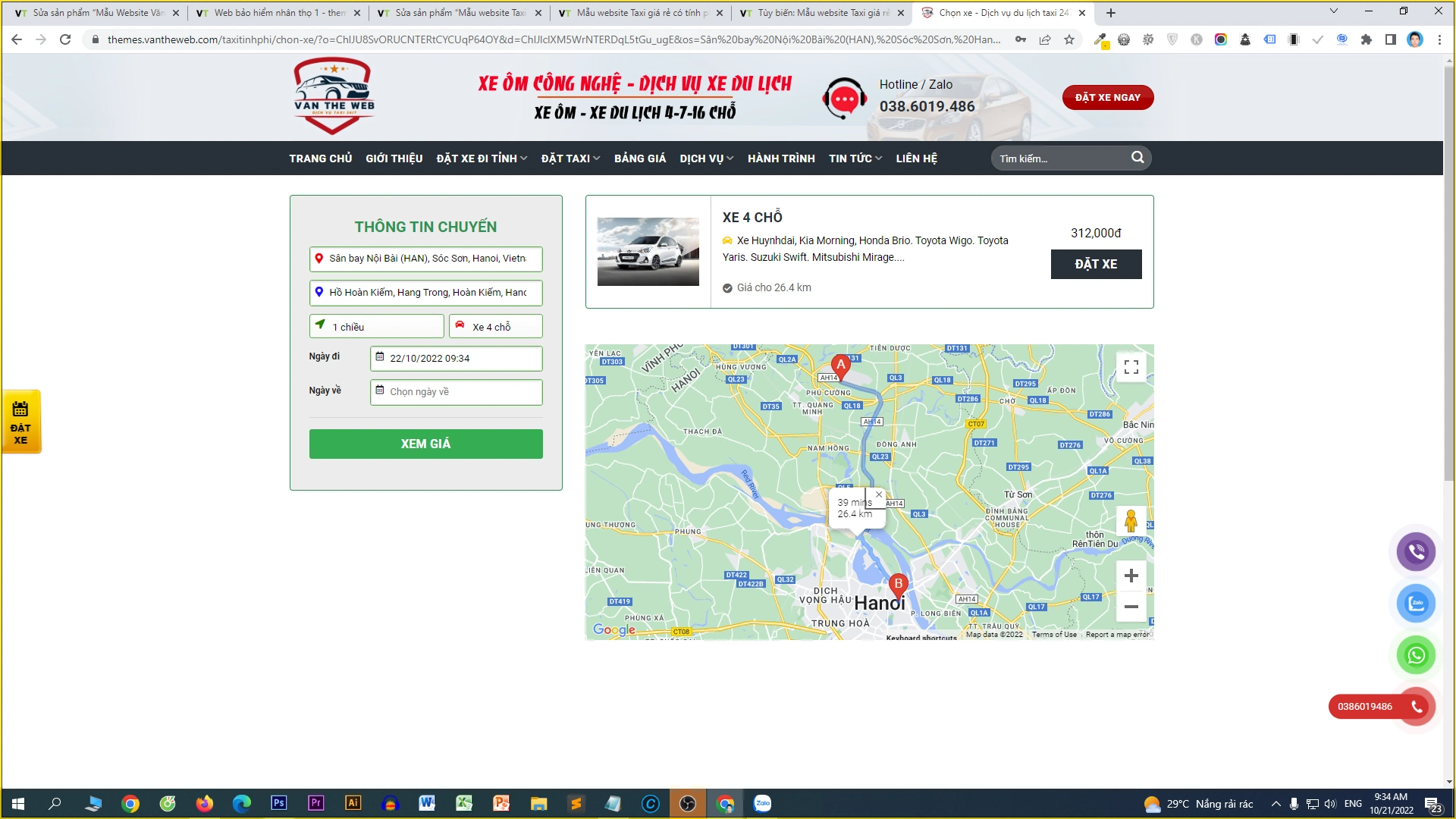 Mẫu Website Taxi Giá Rẻ Có Tính Phí Tự Động - ảnh 4
