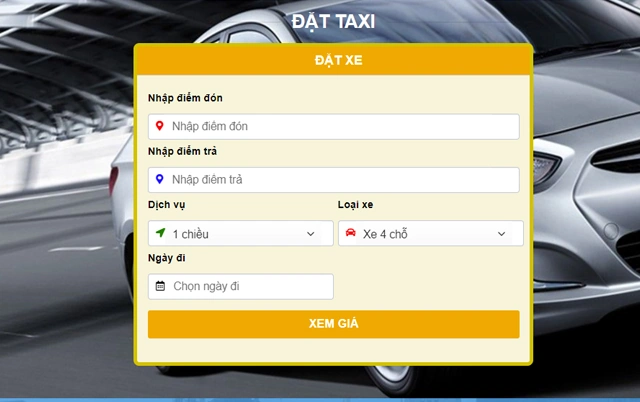 Mẫu website Taxi giá rẻ có tính phí tự động