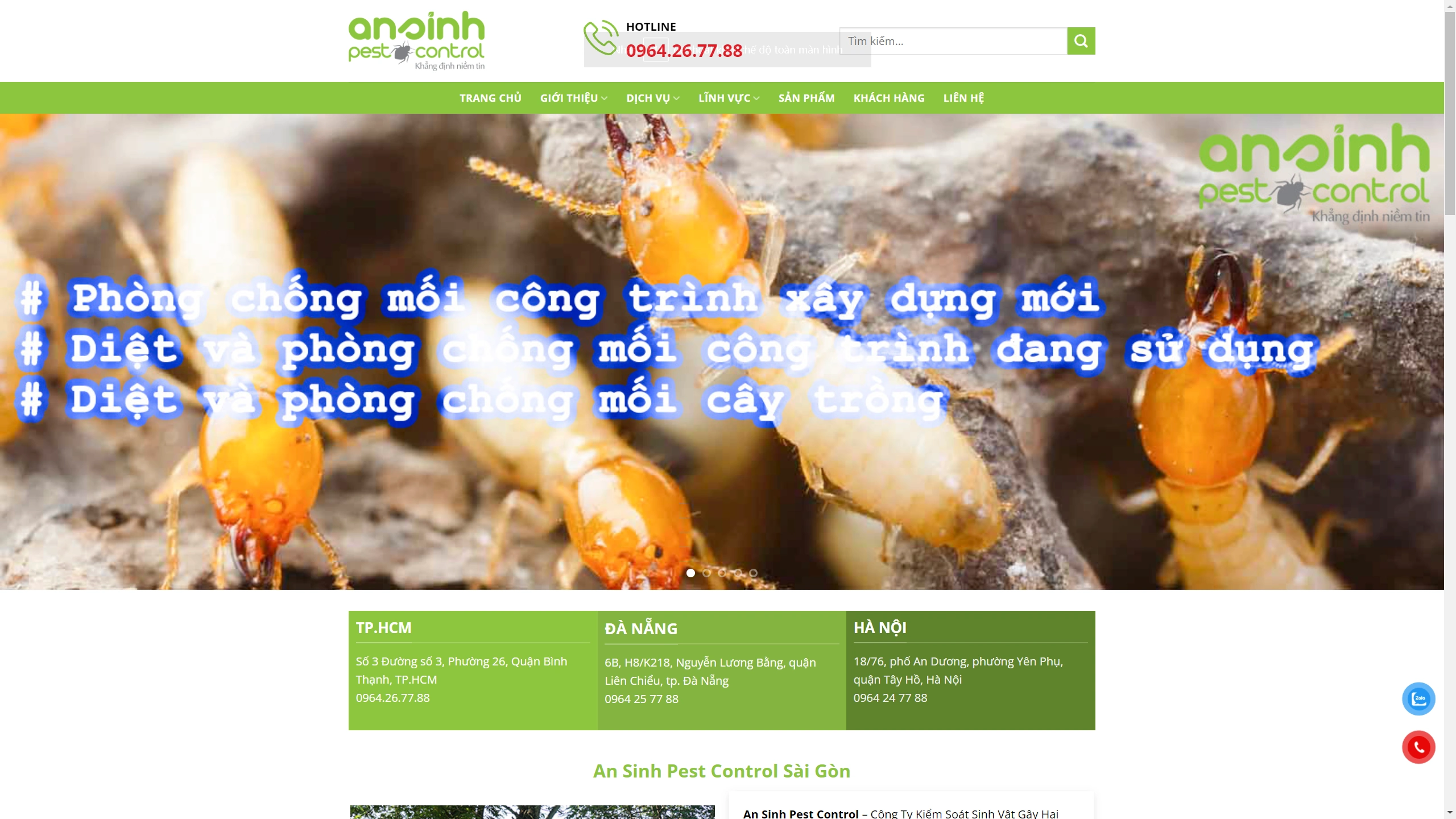 Giao Diện Website Diệt Côn Trùng