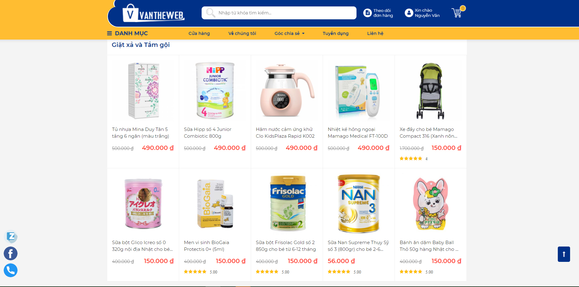 Mẫu Website Văn Thế Shop cao cấp