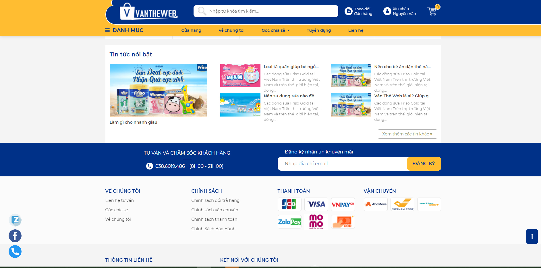 Ảnh Mẫu Website Văn Thế Shop cao cấp