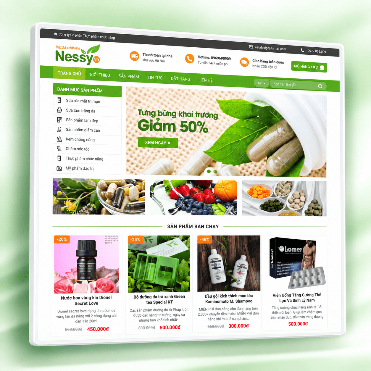 Mẫu Website Mỹ phẩm - Dược phẩm Chuẩn SEO