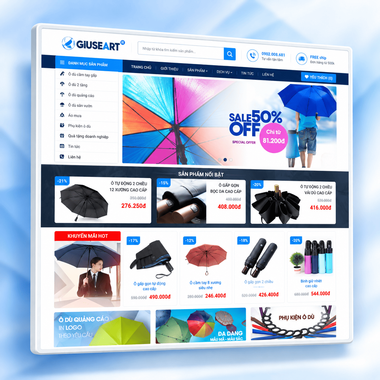 Mẫu Website Shop Áo Mưa Chuẩn SEO