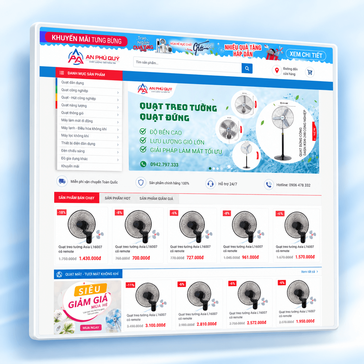 Mẫu Website Quạt Công Nghiệp Chuẩn SEO