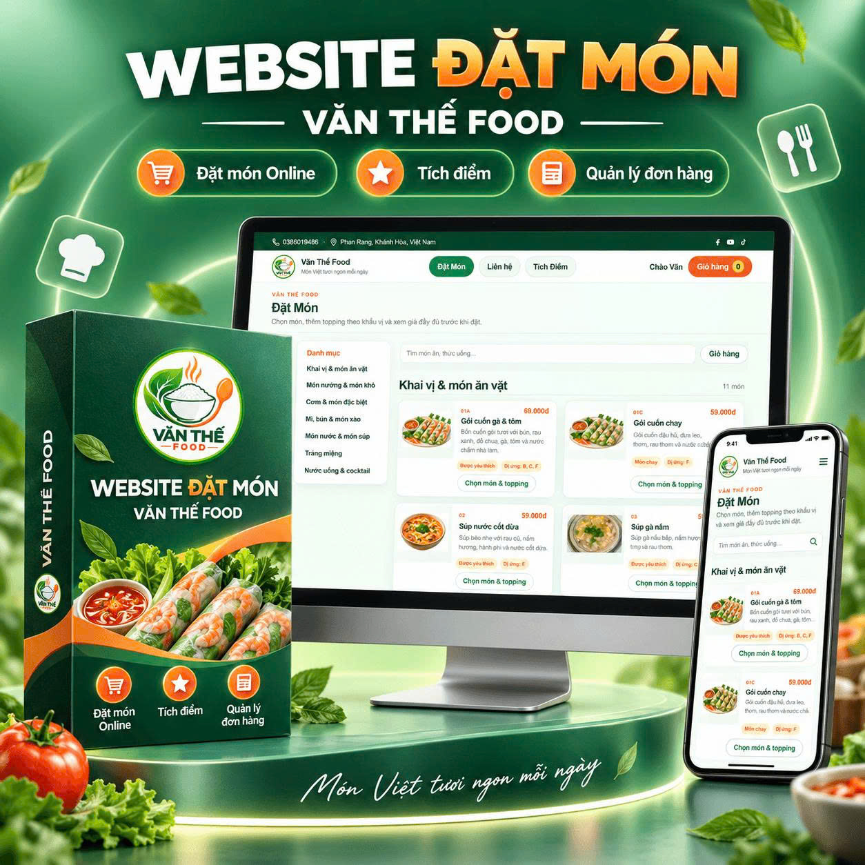 Mẫu Website đặt món Văn Thế Foody