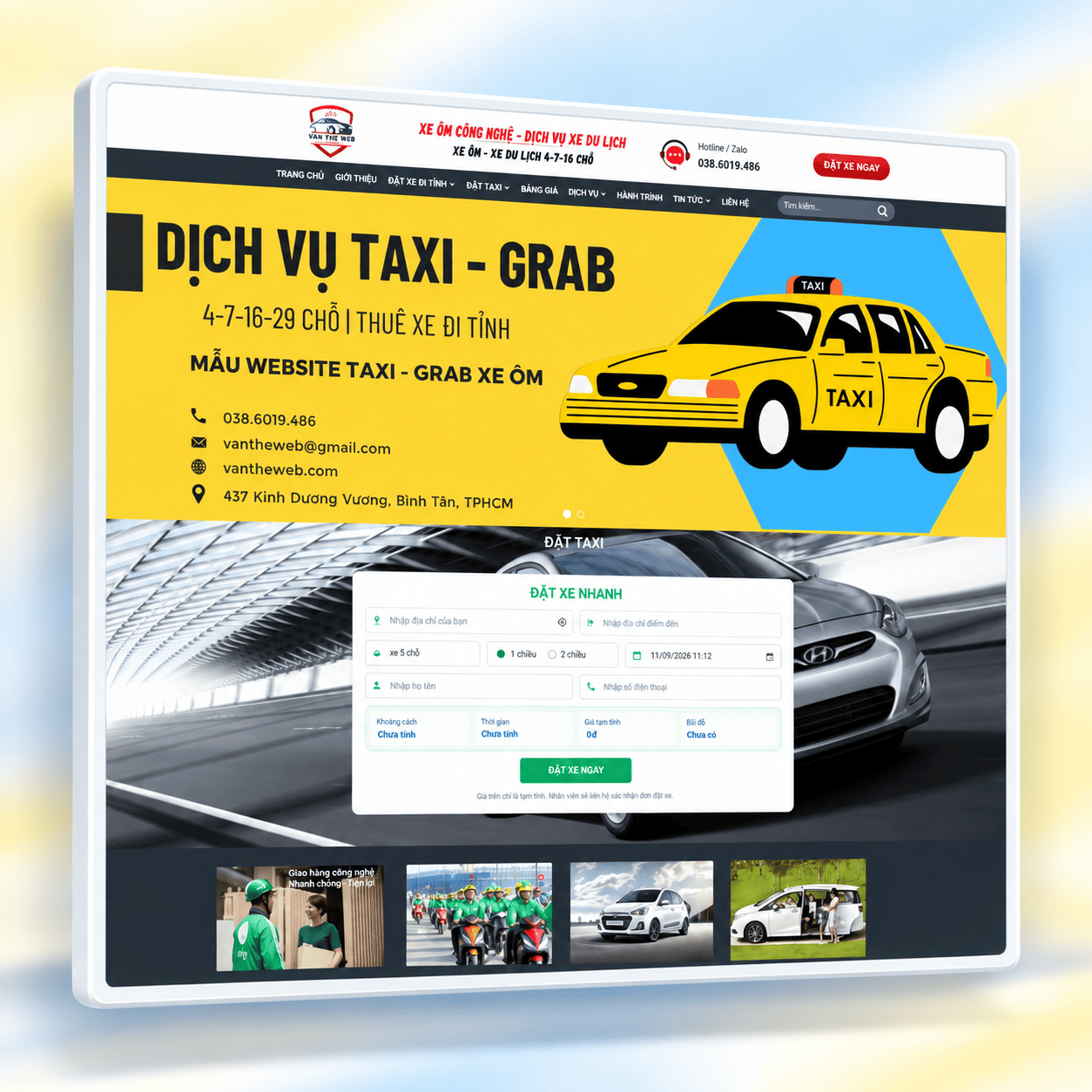Mẫu Website Taxi Giá Rẻ Có Tính Phí Tự Động