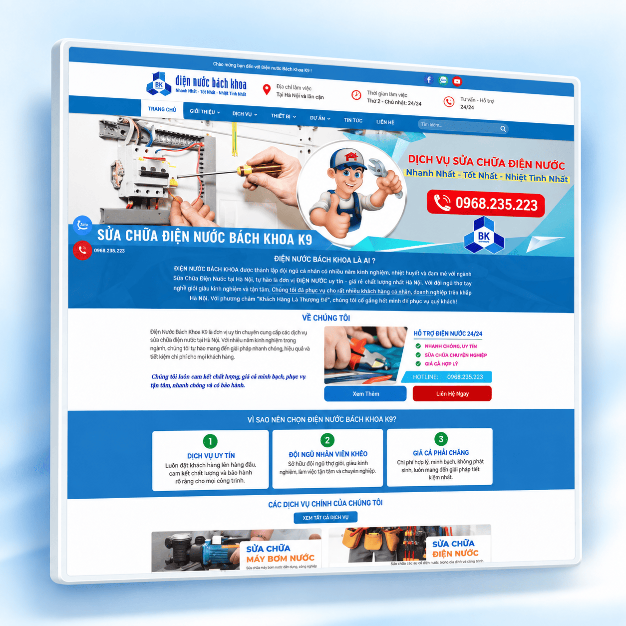 Mẫu Website Sửa Chữa Điện Nước Chuẩn SEO
