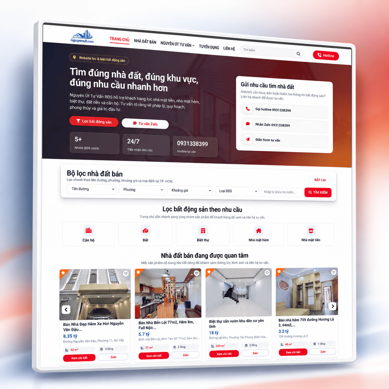 Mẫu Website Bất Động Sản Cao Cấp Flatsome Có Bộ Lọc