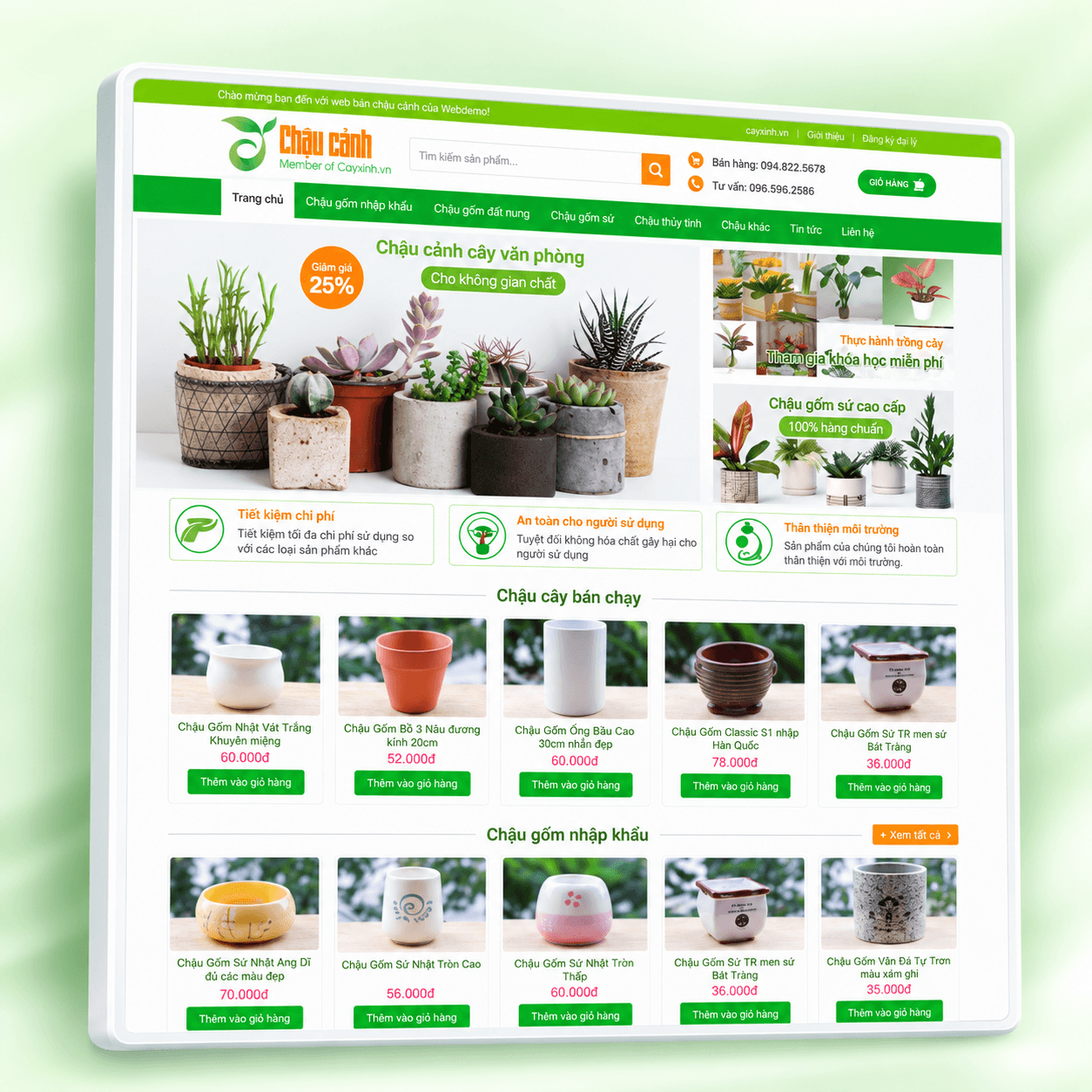 Mẫu Website Bán Cây Cảnh Chậu Cây Flatsome Chuẩn SEO