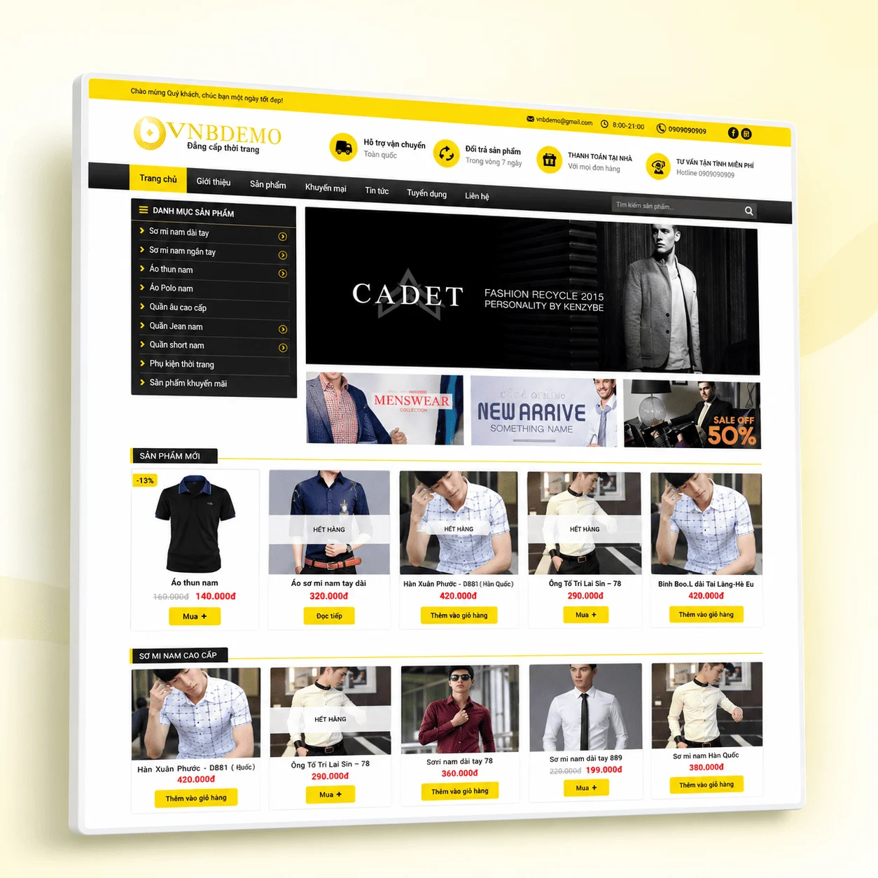 Mẫu Website Thời trang Nam Chuẩn SEO