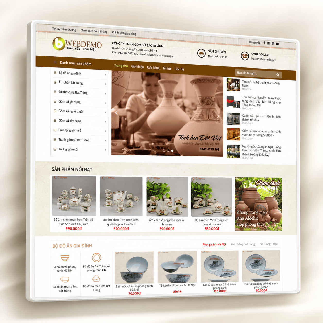 Mẫu Website Gốm Sứ Chuẩn SEO