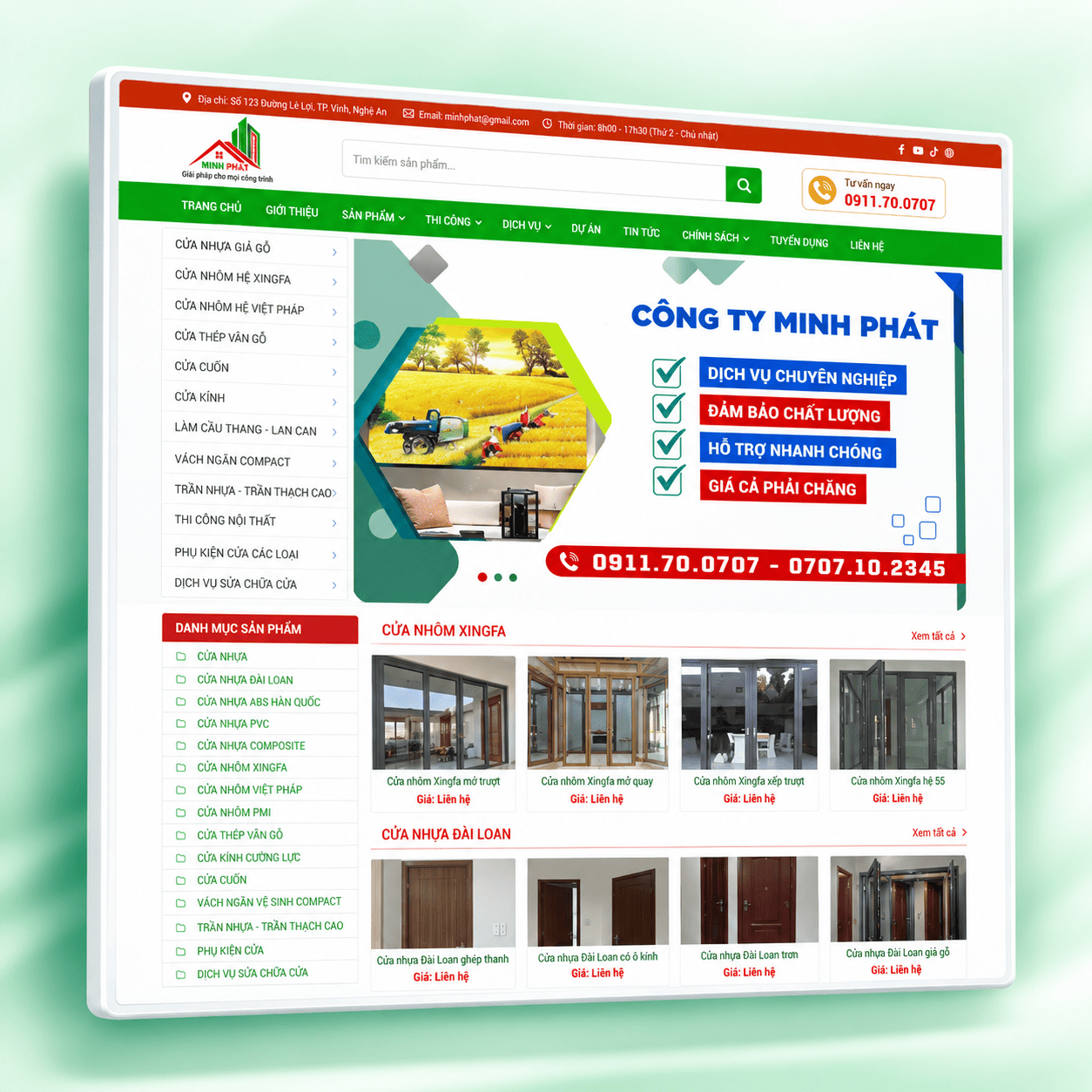 Mẫu Website Cửa Nhôm XingFa Chuẩn SEO