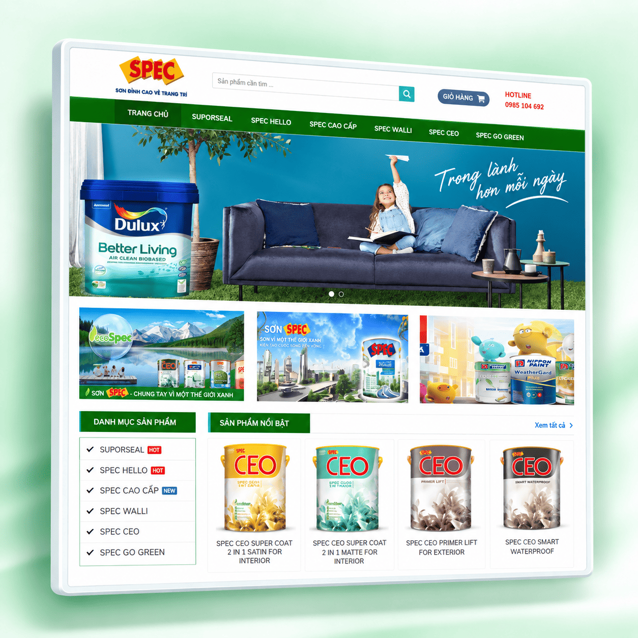 Mẫu Website Sơn SPEC Cao Cấp Chuẩn SEO